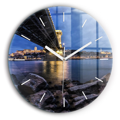 Horloge ronde 60 cm Rivage rocheux sous le pont