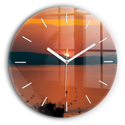 Pendule murale ronde 60 cm Lac Balaton le soir