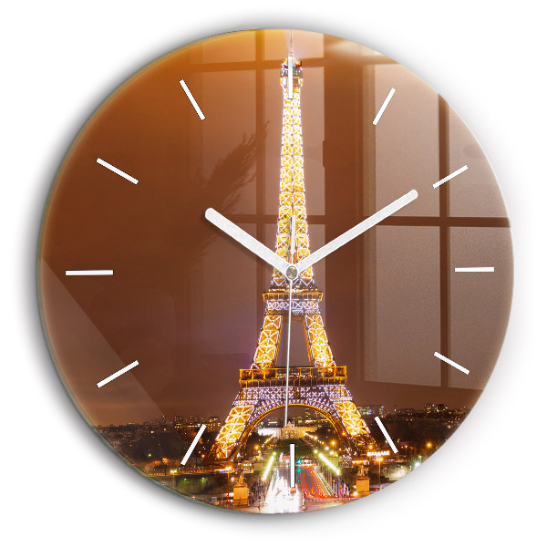 Horloge ronde murale 60 cm Tour Eiffel illuminée