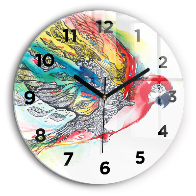 Perroquet coloré en vol Pendule murale ronde 60 cm