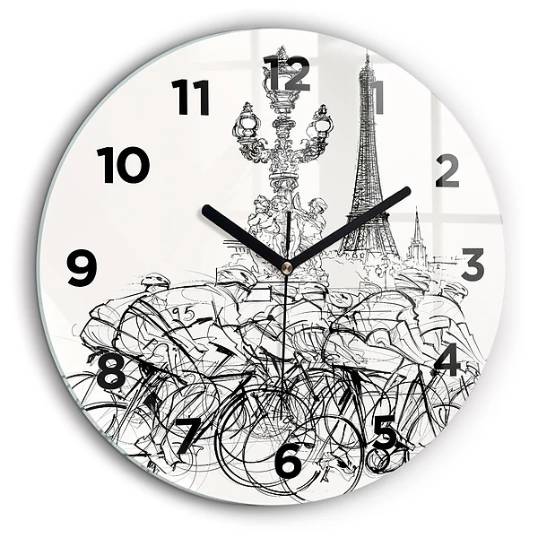 Dessin d'une course cycliste Horloge ronde murale 60 cm