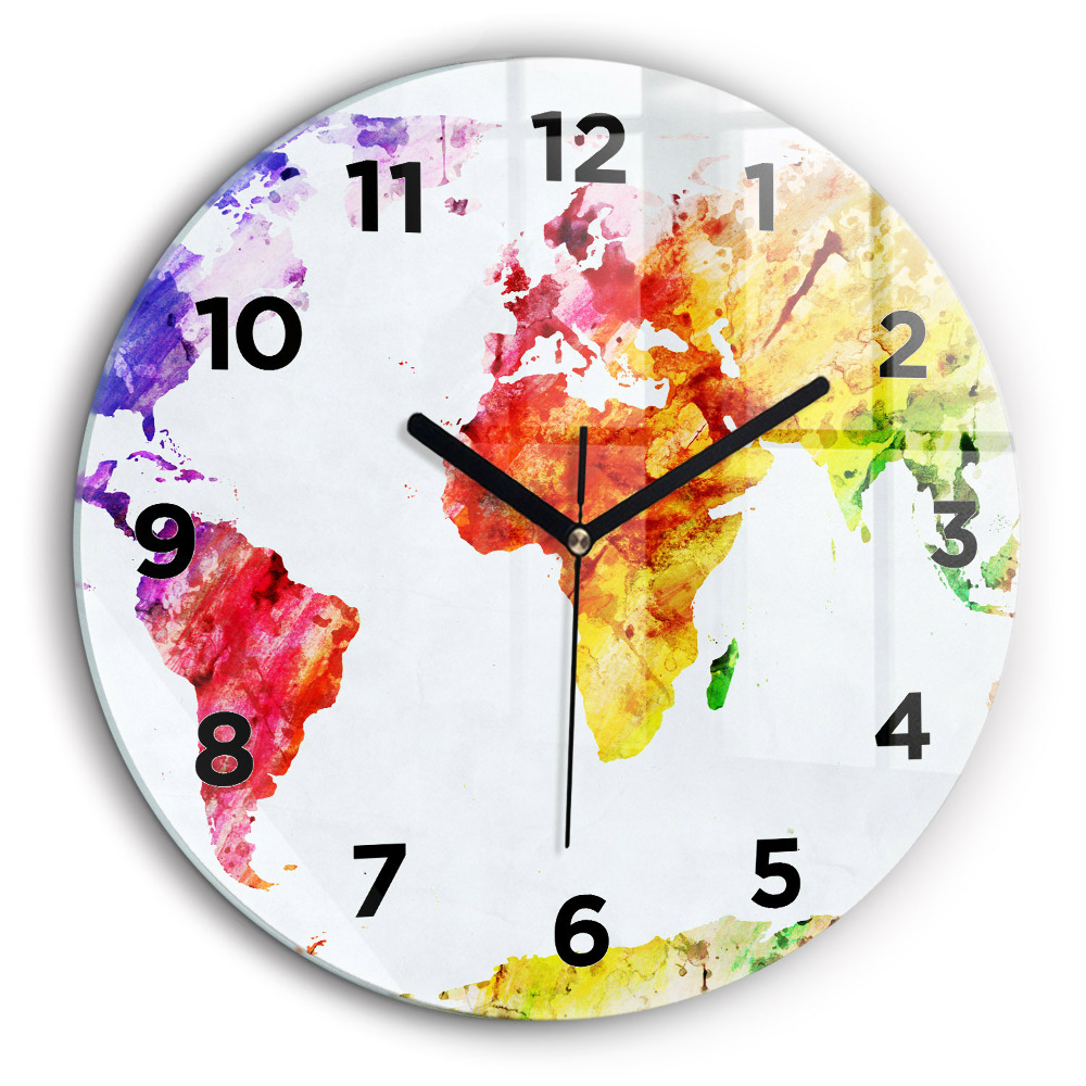 Carte du monde à l'aquarelle Pendule murale ronde 60 cm