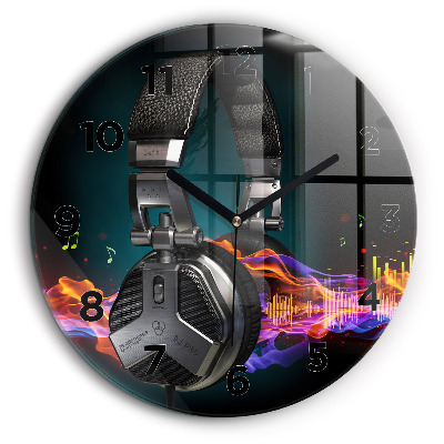 Casques d'écoute et ondes sonores Pendule murale ronde 60 cm