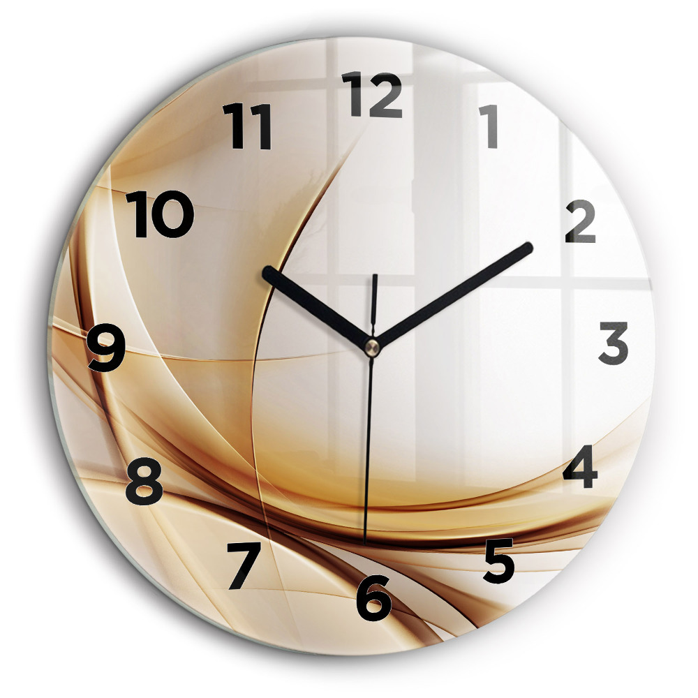 Abstraction dorée Horloge ronde en verre 60 cm