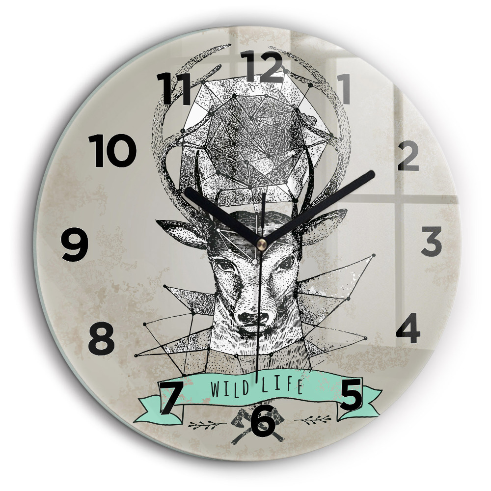 Tête de cerf Horloge ronde 60 cm