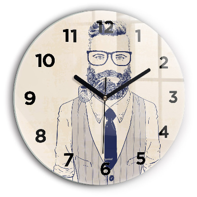 Homme à barbe Pendule murale ronde 60 cm