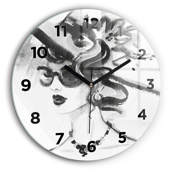 Femme à la mode Horloge ronde murale 60 cm