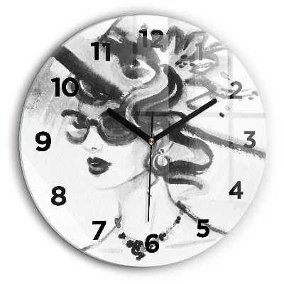 Femme à la mode Horloge ronde murale 60 cm
