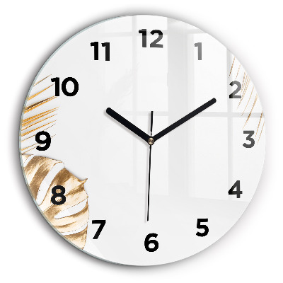 Feuilles tropicales Horloge ronde en verre 60 cm