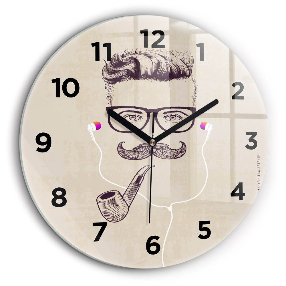 Homme avec une pipe Horloge ronde en verre 60 cm