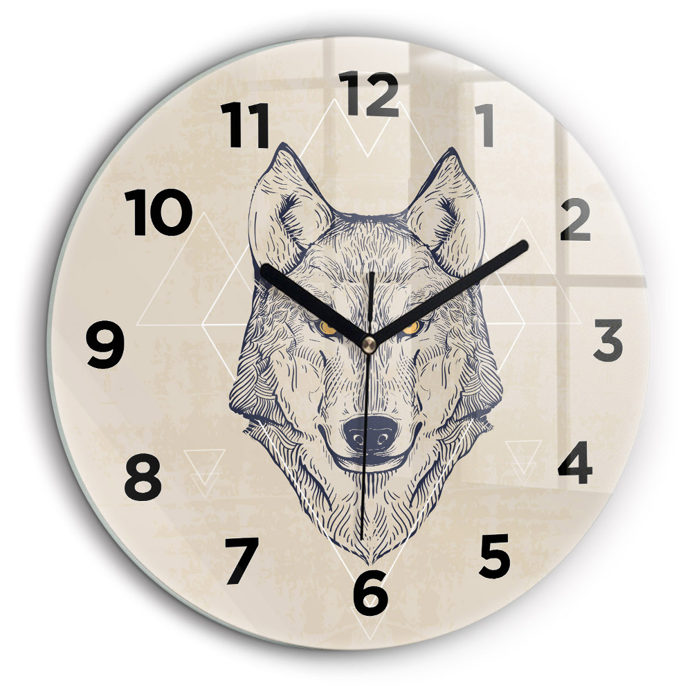 Tête de loup Horloge ronde 60 cm