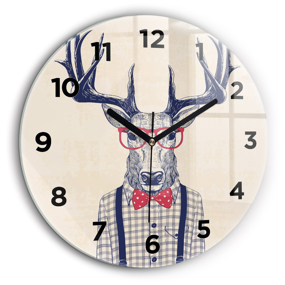 Cerf en chemise Pendule murale ronde 60 cm