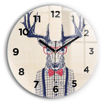 Cerf en chemise Pendule murale ronde 60 cm