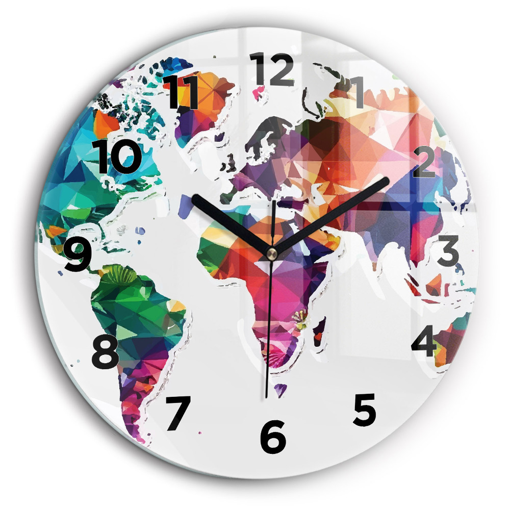 Triangles de la carte du monde Horloge ronde murale 60 cm