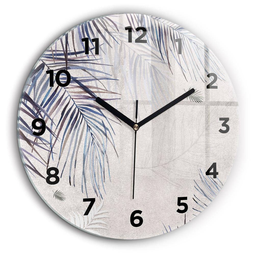Feuille de palmier Horloge ronde en verre 60 cm
