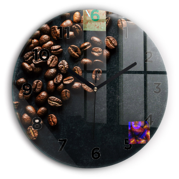 Grains de café Horloge ronde en verre 60 cm