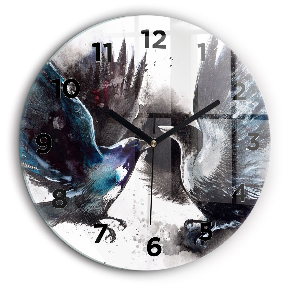 Oiseaux peints Pendule murale ronde 60 cm