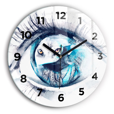 Illustration d'un œil de loup Horloge ronde en verre 60 cm