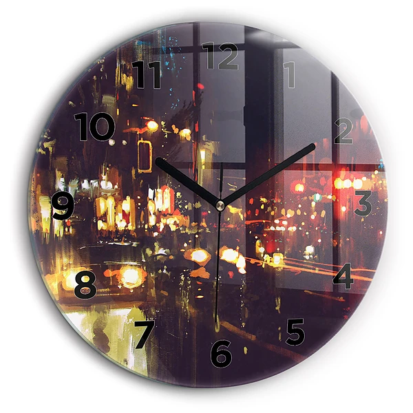 Ville peinte Pendule murale ronde 60 cm