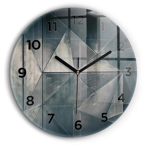 Triangles abstraits en métal Horloge ronde murale 60 cm