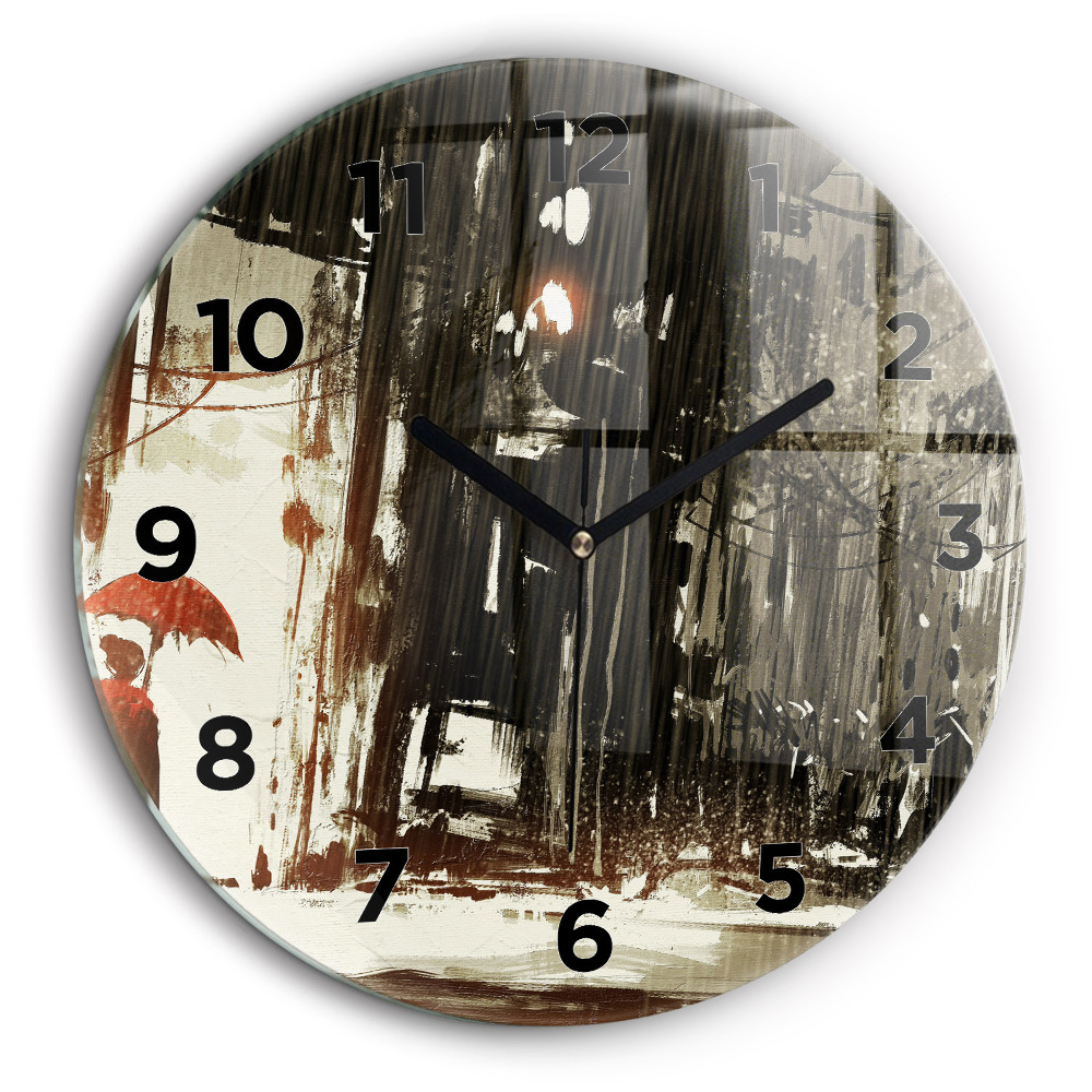 Femme dans la nuit pluvieuse Pendule murale ronde 60 cm