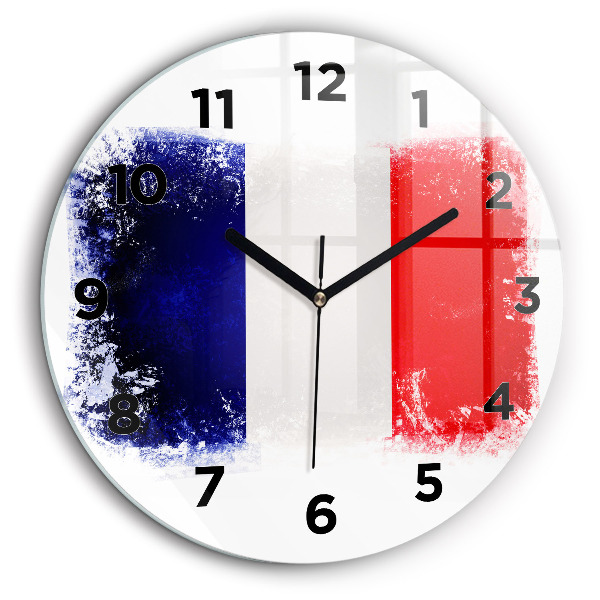 Drapeau de la France Horloge ronde en verre 60 cm