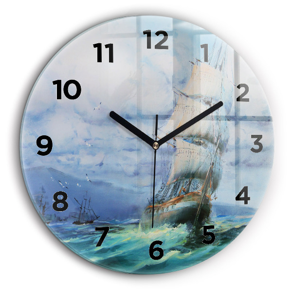 Bateau sur l'eau Pendule murale ronde 60 cm