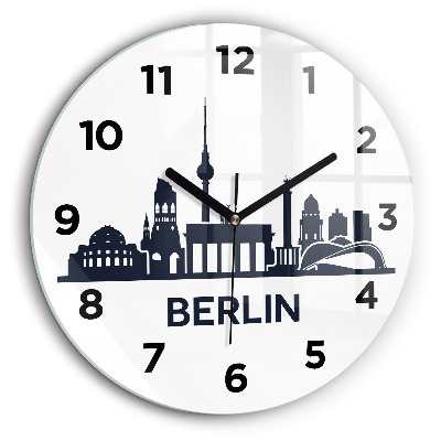 Illustration de la ville de Berlin Horloge ronde en verre 60 cm