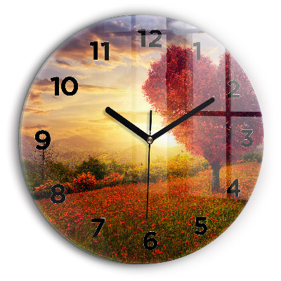 Arbre à cœur d'amour Pendule murale ronde 60 cm