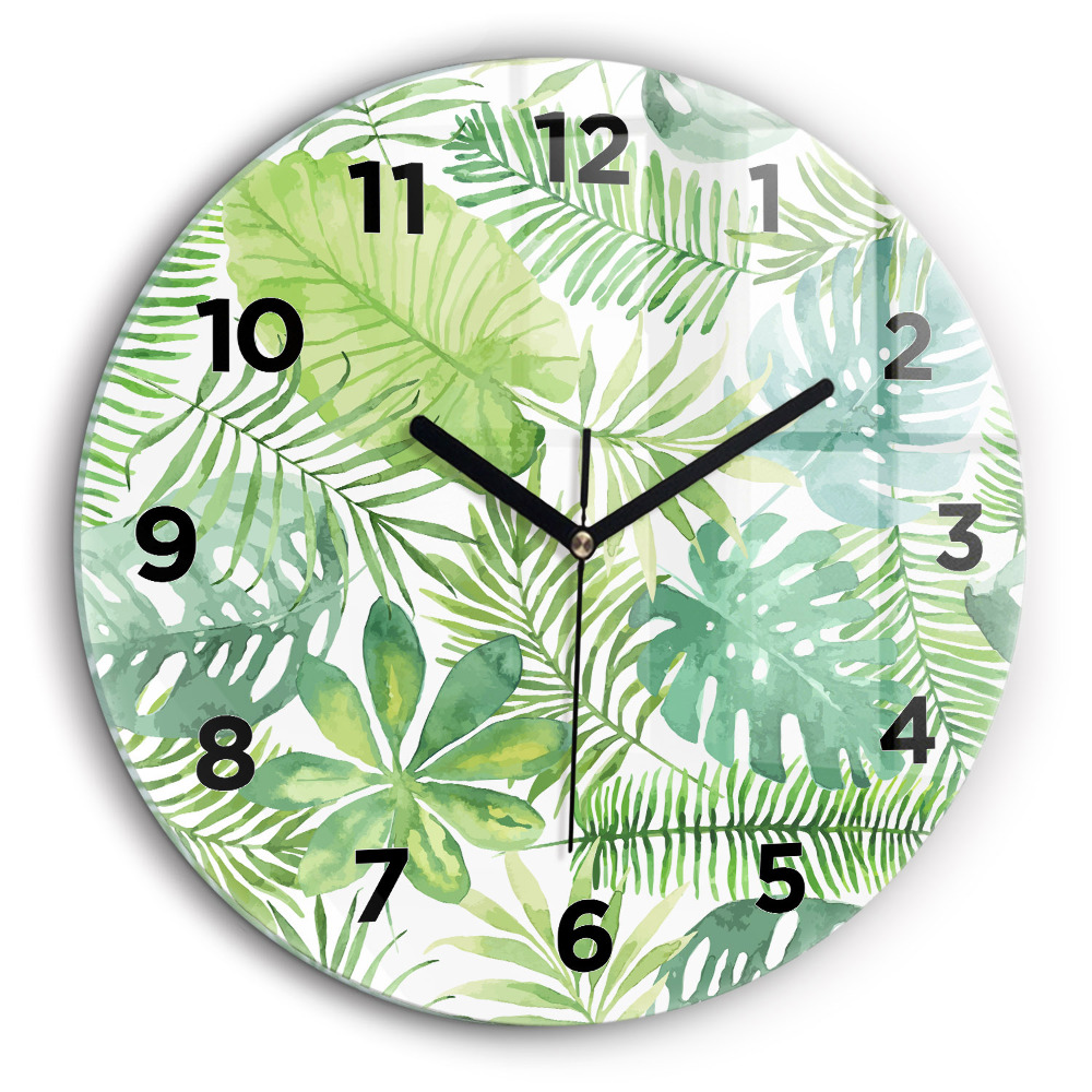 Feuilles vertes Horloge ronde murale 60 cm