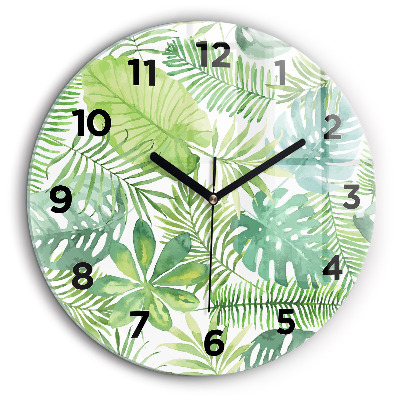 Feuilles vertes Horloge ronde murale 60 cm