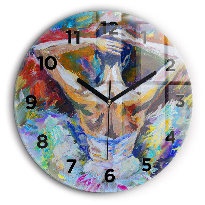 Ballerine peinte Horloge ronde murale 60 cm