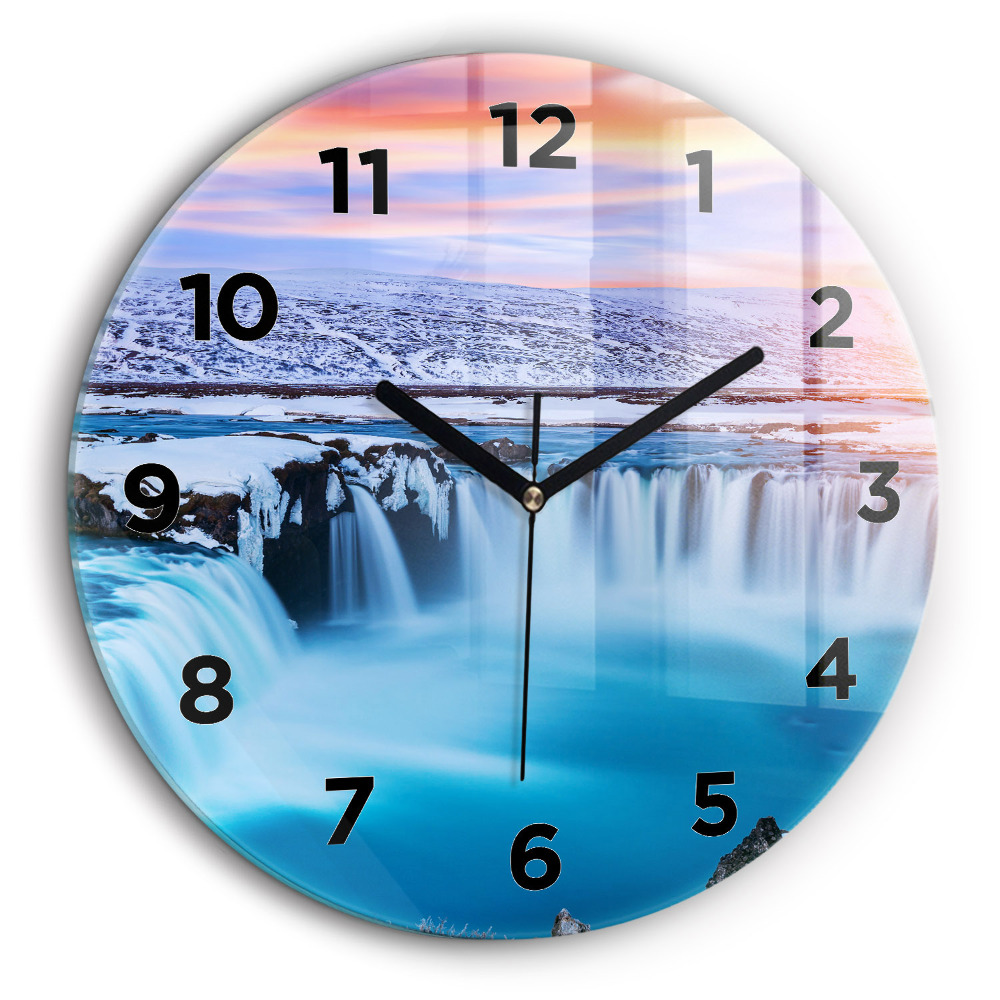 Chute d'eau Godafoss Islande Horloge ronde 60 cm