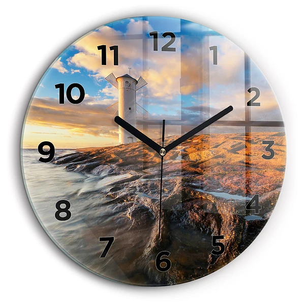 Phare et mer Baltique Horloge ronde 60 cm