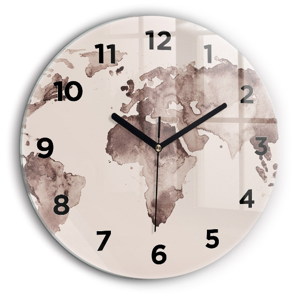 Carte du monde en aquarelle Horloge ronde 60 cm