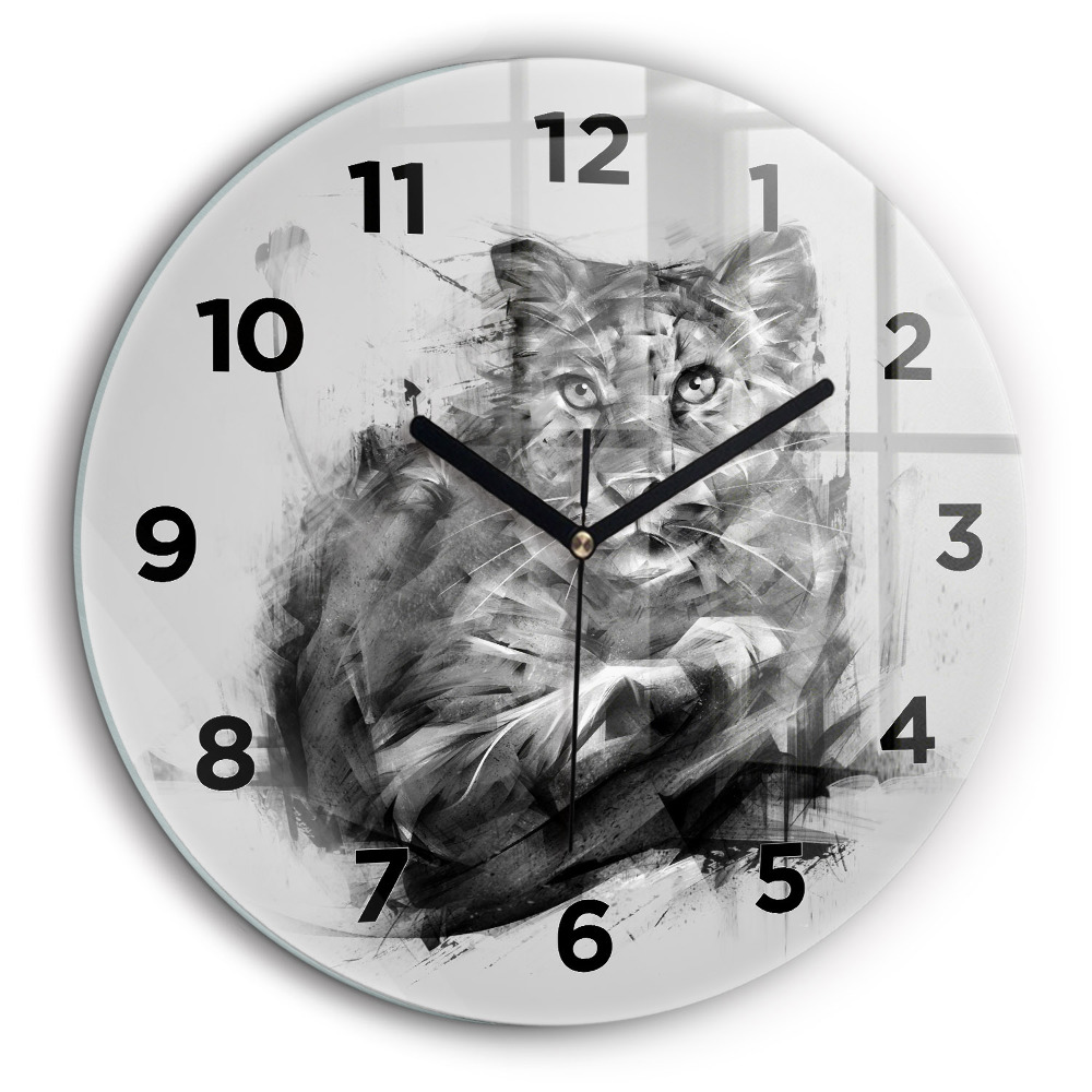 Lion peint Horloge ronde 60 cm
