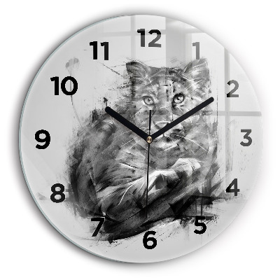 Lion peint Horloge ronde 60 cm