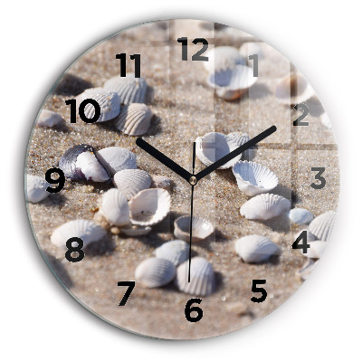 Coquillages sur la plage Horloge ronde en verre 60 cm