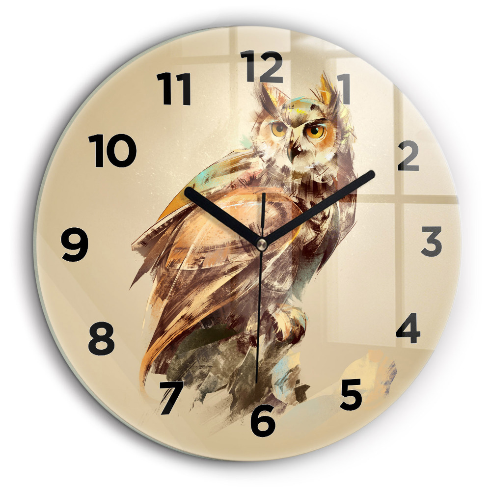 Hibou - un signe de sagesse Horloge ronde murale 60 cm