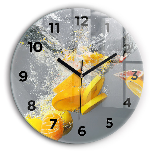 Agrumes dans l'eau Horloge ronde murale 60 cm