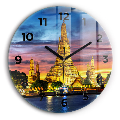 Temple à Bangkok Horloge ronde en verre 60 cm