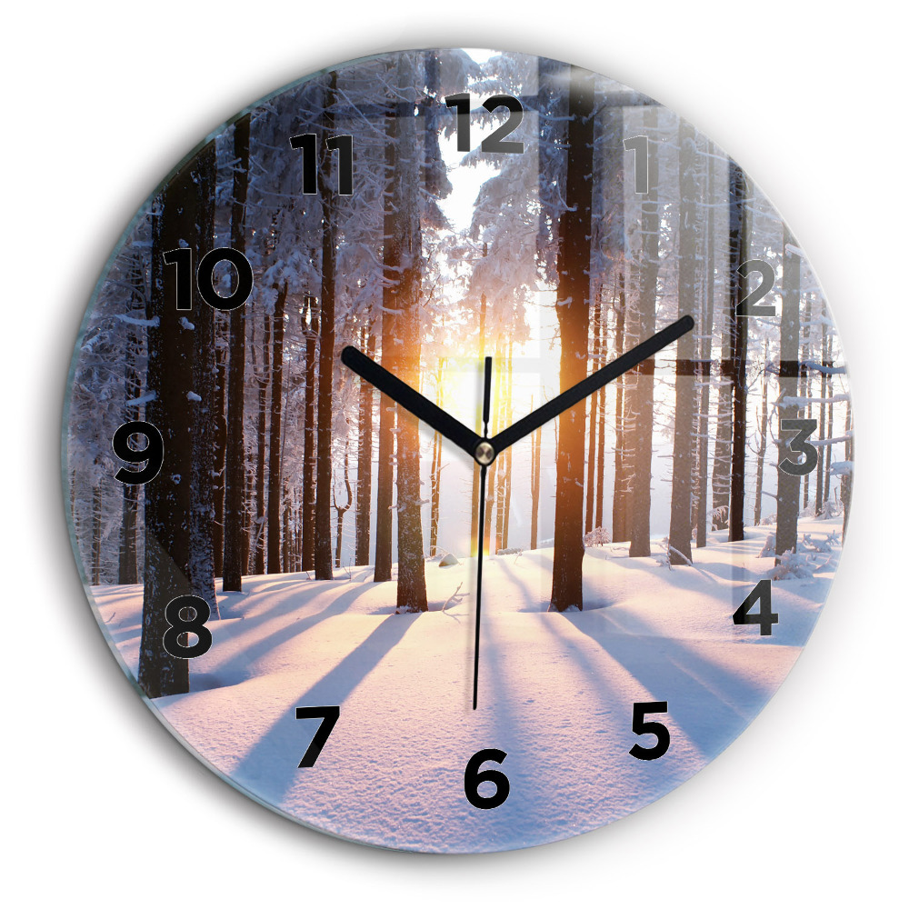 Forêt au coucher du soleil Pendule murale ronde 60 cm