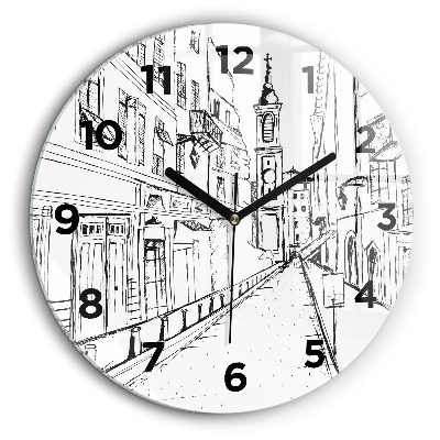 Dessin de ville Provence Pendule murale ronde 60 cm