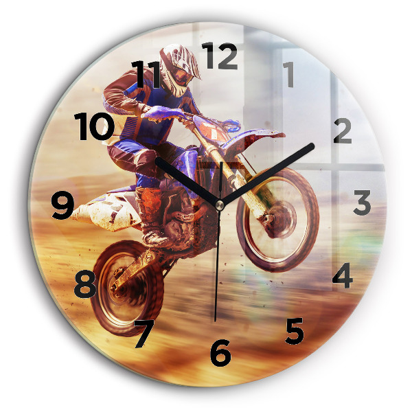 Motocross enduro Horloge ronde en verre 60 cm