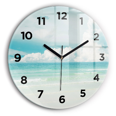 Paysage de mer Horloge ronde en verre 60 cm