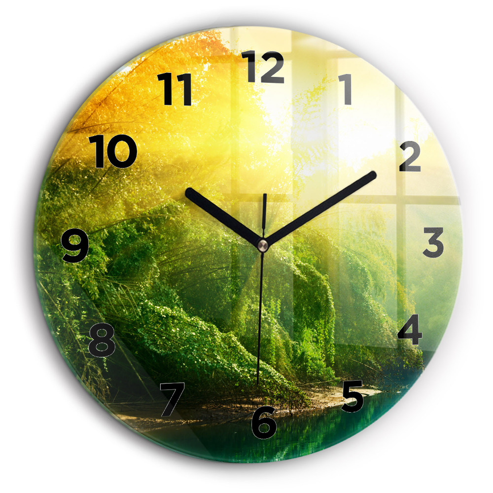 Nature paisible Horloge ronde en verre 60 cm