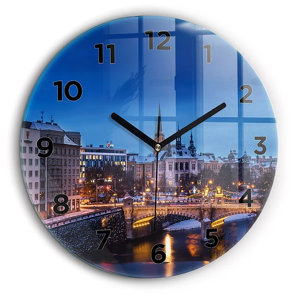 Panorama de Pilsen Pendule murale ronde 60 cm