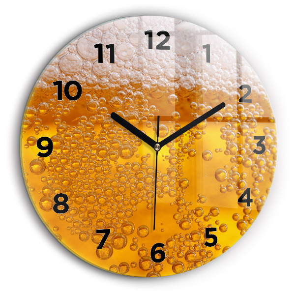 Bière avec mousse Horloge ronde en verre 60 cm