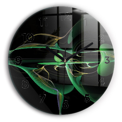 Abstraction verte Horloge ronde 60 cm