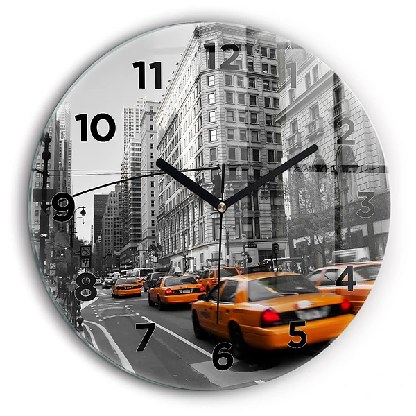 Manhattan et taxis Pendule murale ronde 60 cm